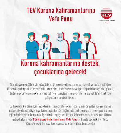 TEV, vefat eden sağlık çalışanlarının çocuklarına umut olacak