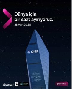 QNB Türkiye, Dünya Saati kapsamında Kristal Kule’de ışıklarını bir saatliğine kapattı